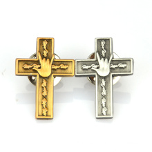 Manufaktur Produktion benutzerdefinierte Beschichtung Antik Gold Silber 3D Logo Kreuz Anstecknadel